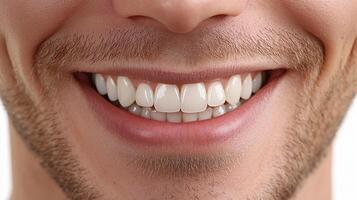 Man with a beard and a smile. The man has a white smile and his teeth are visible photo