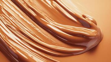 Brown liquid with a shiny, smooth texture. It is a lotion or a cream photo