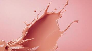 Splash of pink paint on a pink background. The splash is made up of a lot of different colors, including red, orange, and yellow photo