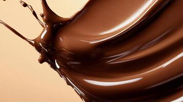 Chocolate bar is melting and dripping down a table. Concept of indulgence and pleasure, as the chocolate is a popular treat that many people enjoy photo