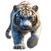 White Tiger with Blue Eyes in a Walking Pose png