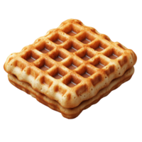 Golden-Brown Waffle with Grid Pattern on Transparent Background png