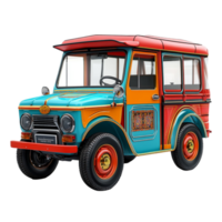 Vintage Colorful Van with Retro Design png