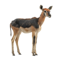 Antelope with Unique Coloration Featuring Dark Brown Patches and Lighter Fur on Face and Legs png