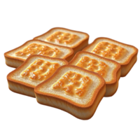 Six Square Pieces of Toast on Transparent Background png