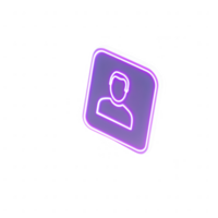 Stylized neon user icon on a transparent background for digital applications. png