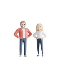 Stylized cartoon characters of a man and woman standing confidently together. png