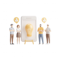 Team brainstorming to generate innovative ideas using a light bulb concept. png