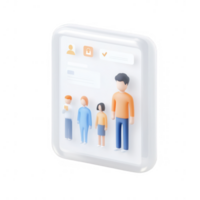 Illustration of a user interface showcasing diverse characters in a modern design. png
