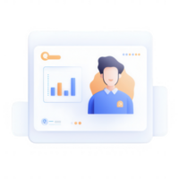 Modern digital interface featuring user profile and analytical data visualization. png