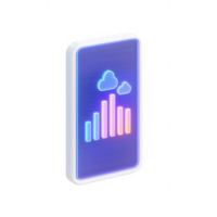 Modern smartphone display showing data analytics and cloud connectivity in vibrant colors. png