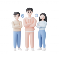 Three diverse individuals standing confidently with arms crossed, expressing unity. png