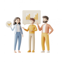 Three professionals discussing data insights and strategies in a modern workspace. png