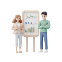 Two professionals presenting data on a growth board in a modern setting. png
