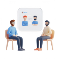 Two professionals discussing strategies in a modern workspace environment. png