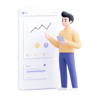 A person analyzing charts and graphs on a smartphone for business insights. png