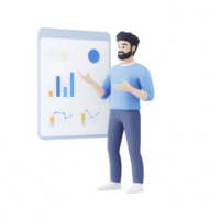 A professional presenting data insights using a digital chart visualization. png
