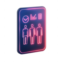 Modern neon sign illustrating data analysis and user metrics in a digital world. png