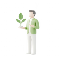 A person holding a plant, symbolizing eco-friendliness and sustainability. png