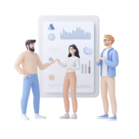 Professionals discussing data insights in a modern office environment. png