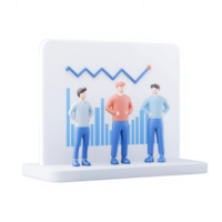 Three stylized figures representing business professionals analyzing graphs. png