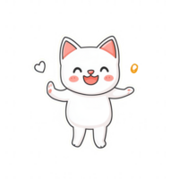 Cute cartoon cat character with a joyful expression and playful demeanor. png