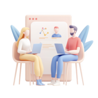Collaborative team members engage in remote work via laptops in a modern setting. png