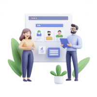 Two professionals analyzing data and insights in a modern office environment. png