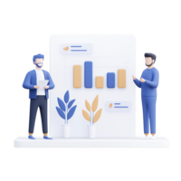 Two professionals discussing data and analytics reports in a modern office environment. png