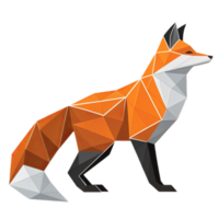 geometric animal symbol of fox, featuring vibrant orange and gray colors, showcasing modern design with sharp angles and stylized appearance png