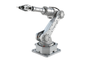 metallic robotic arm in 3D, showcasing intricate design and functionality. This advanced robotic technology is ideal for industrial applications and automation png