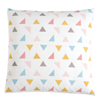 decorative pillow featuring minimalist geometric pattern of pastel colored triangles on transparency background, adding touch of modern style to any space png