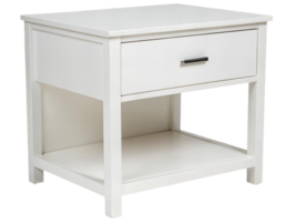 modern bedside table with single drawer and open shelf, perfect for organizing essentials and enhancing bedroom decor. Its sleek design complements various styles png