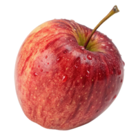 perfectly ripe red apple with droplets of water, showcasing its vibrant color and fresh appearance, ideal for healthy eating or culinary use png