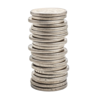 tall stack of perfectly arranged coins showcases their shiny surfaces and intricate details, symbolizing wealth and financial stability png