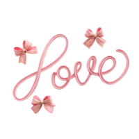 Love formed from shiny ribbon loops with decorative bows creates charming and heartfelt display. Perfect for expressing affection and joy png