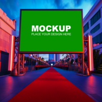 Mockup of a billboard on a red carpet psd