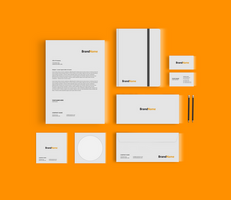 Front Stationary Mockup Template With Notebook psd