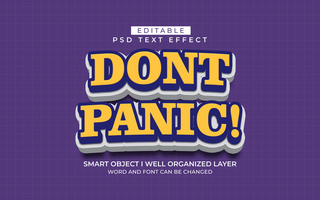 3d editable dont panic text effect style psd