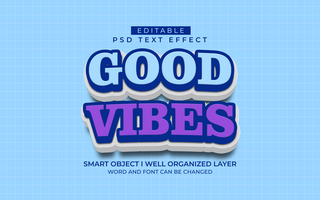 3d editable good vibes text effect style psd