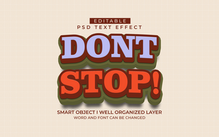 3d editable dont stop text effect style psd