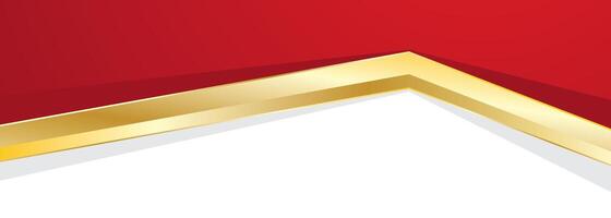 Red and white background with abstract geometric graphic elements. Luxurious composition of dynamic shapes with gold lines. vector