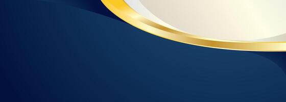 Abstract blue background with gold ribbon design vector