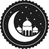 Silhouette Islamic Mooncakes with Crescent Moon and Mosque Design Illustration vector