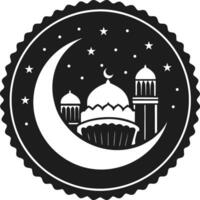 Intricate Silhouette of Islamic Mooncakes with Crescent Moon and Mosque - Illustration vector