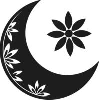 Decorative Crescent Moon with Floral Patterns Illustration vector