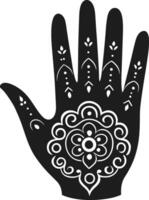 Silhouette Mehndi Hand Design Illustration with Floral Patterns vector