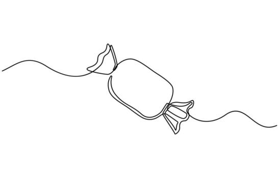 Candy in one continuous line drawing vector