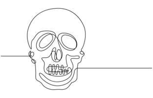 Human skull continuous one line drawing vector