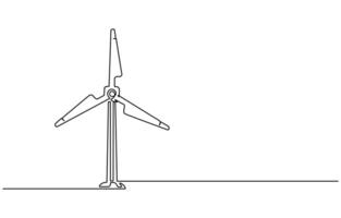 Wind turbines in one continuous line drawing vector